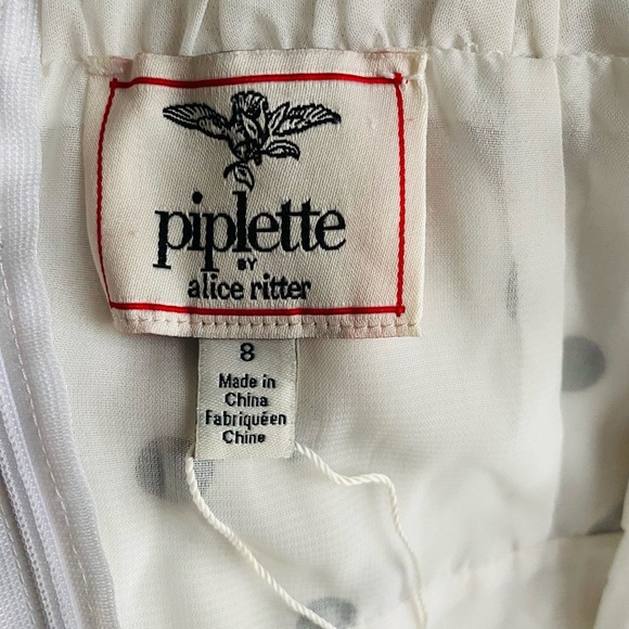 Piplette by Alice Ritter Polka Dot Chiffon Flounce Fit Flare Babydoll Dress Sz 8 - Picture 6 of 8